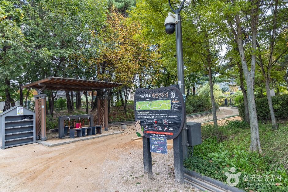 서울창포원 황토길 입구와 세족 시설